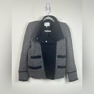 IRO Cydney Black Boucle Tweed Blazer Jacket Wool Blend Size 6 EUC
